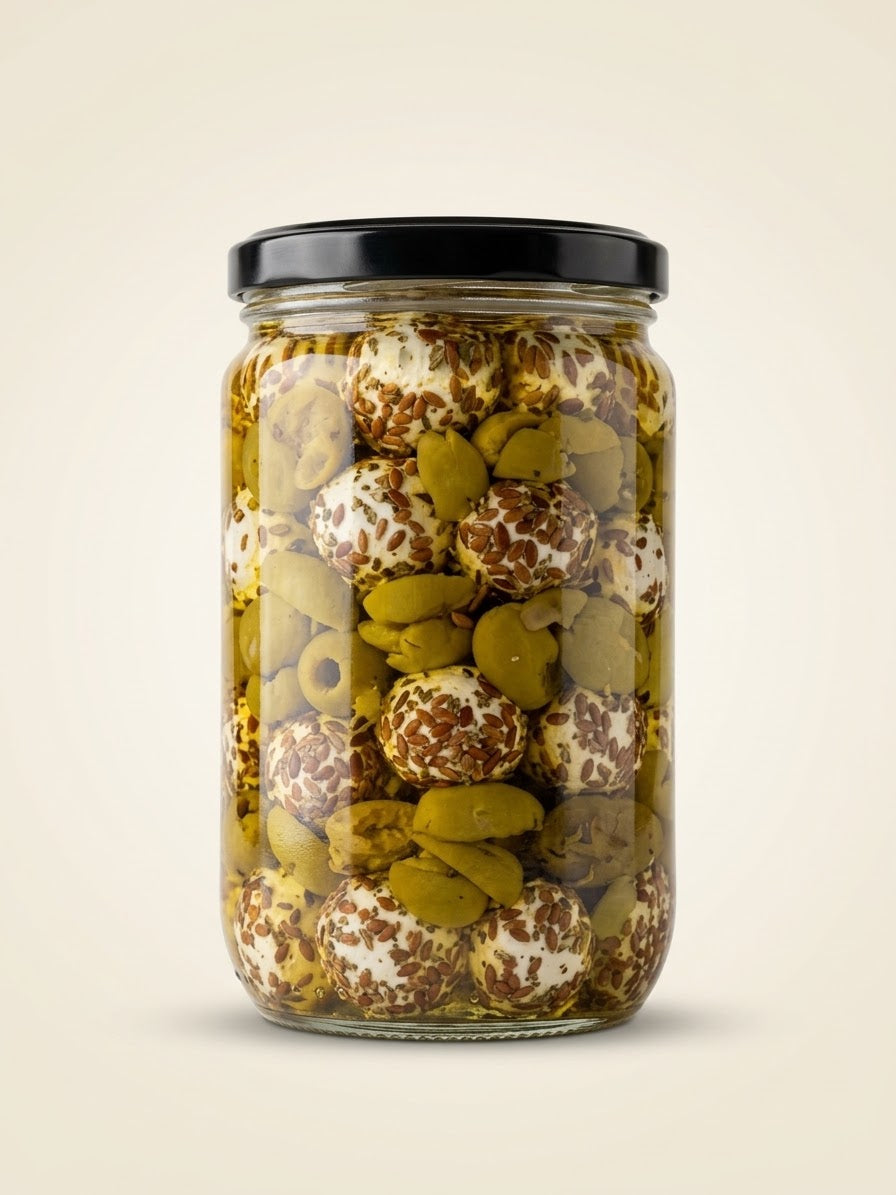 Labneh with olives - لبنة مكعزلة مع زيتون