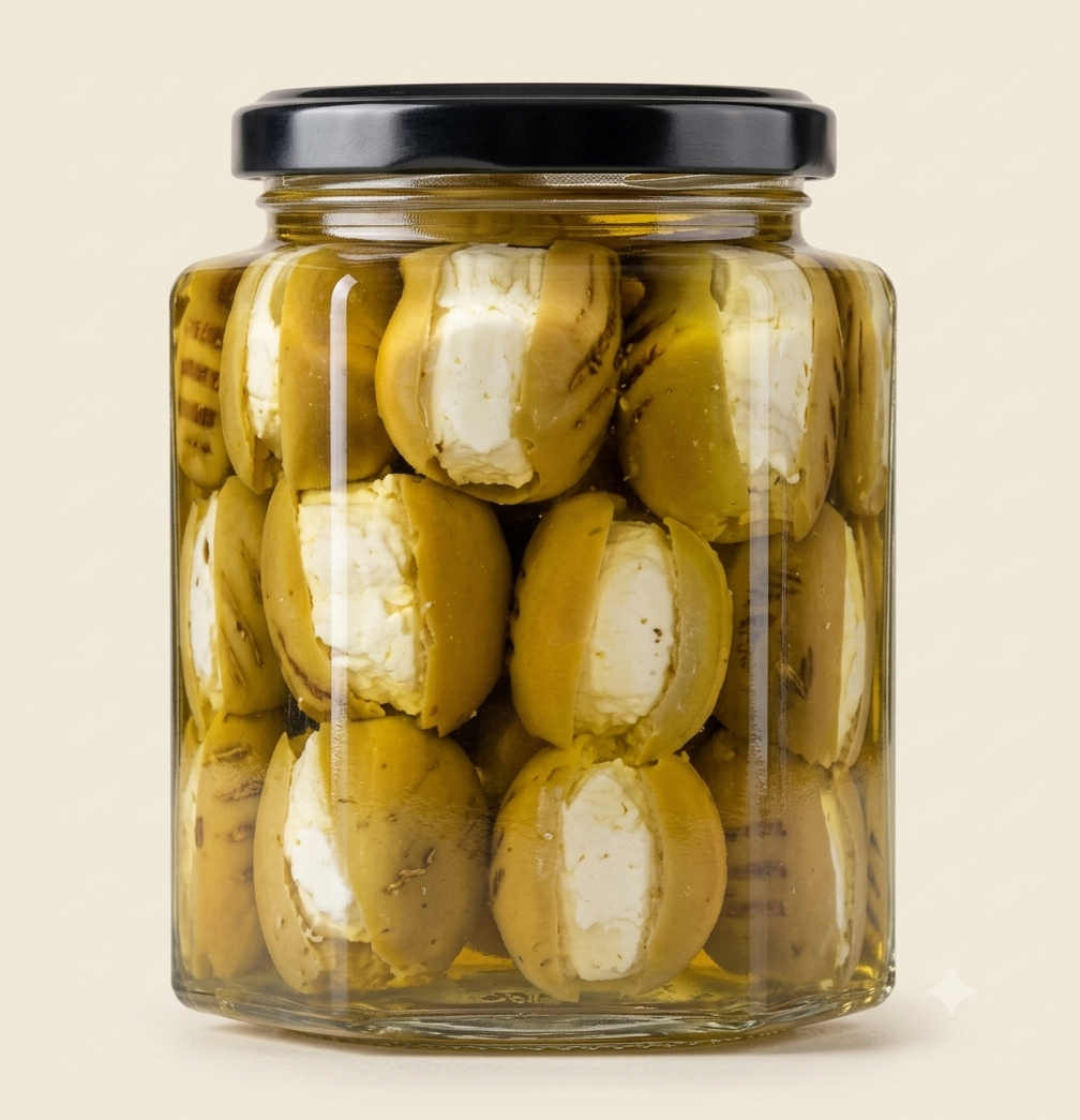 Grilled olives stuffed with labneh - زيتون مشوي محشي لبنة